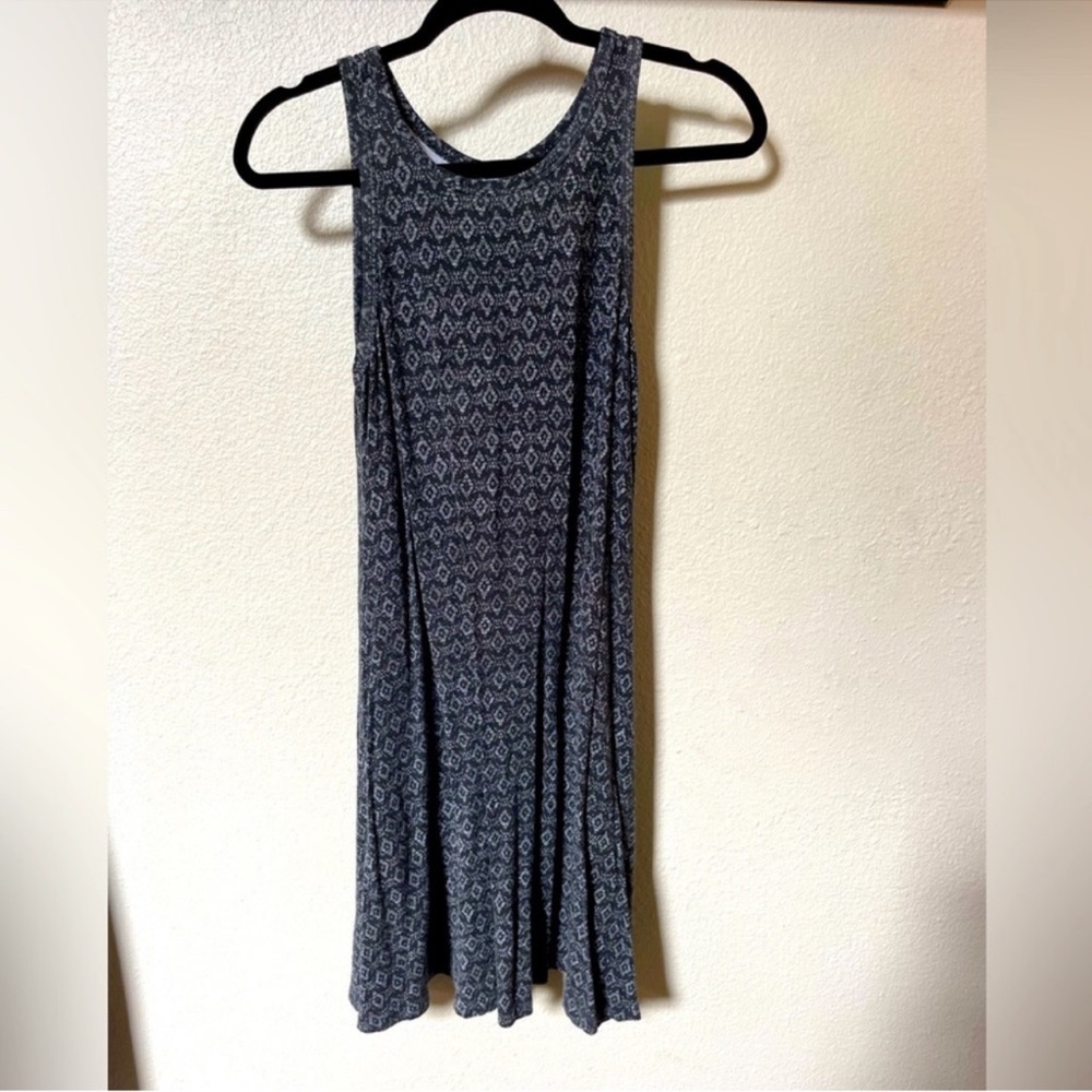 Black & White Boho Patterned Festival Beach Day Sleeveless Tank Dress